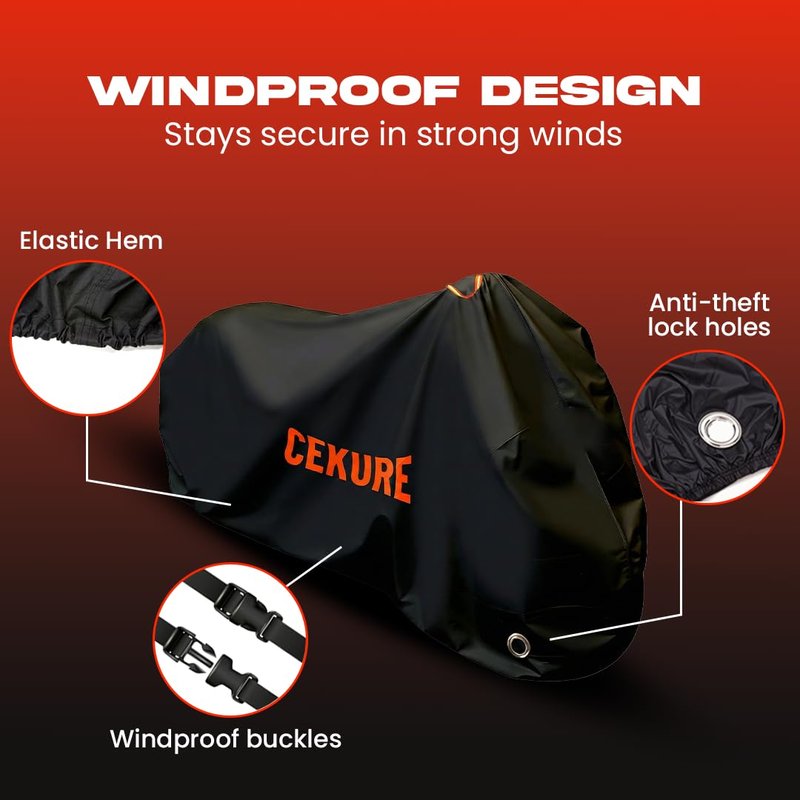 Cekure Bike Cover for 2-3 Bikes - 600D Bike Covers Outdoor Storage Waterproof & Heavy Duty, Bicycle Cover for 2 eBike, Mountain Bike, Road Bike, Hybrid Bike, Beach Cruiser Bike, Scooter and More