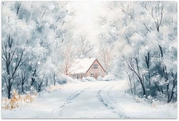 Yesad Winter Wall Art, Winter Forest Canvas Prints Country Wall Art Rustic Wall Décor for Living Room Bedroom Farmhouse Decorations Landscape Pictures Prints Nature Poster (Unframed,36”x24”, Winter)