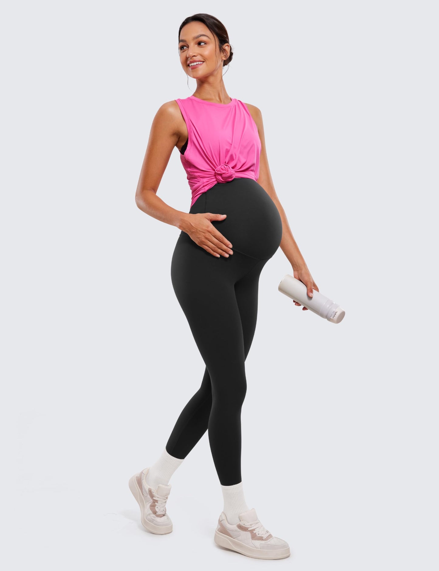 CRZ YOGA Women's Butterluxe Maternity Leggings 28" - Workout Pregnancy Activewear Belly Buttery Soft Support Yoga Pants Black 12