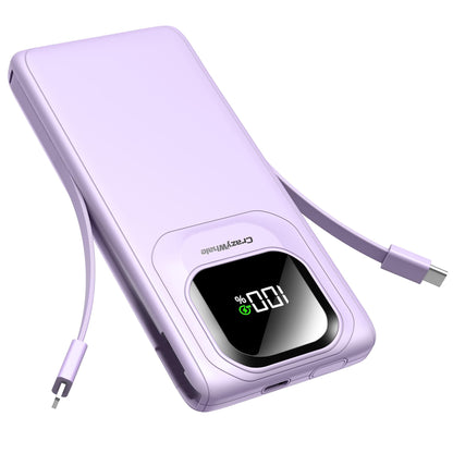 Portable Charger with Built-in Cables,22.5W Super Fast Charging Power Bank Slim Phone Charger,10000mAh Travel Battery Pack Battery Bank with Smart LED Display for iPhone, Android & USB-C Devices