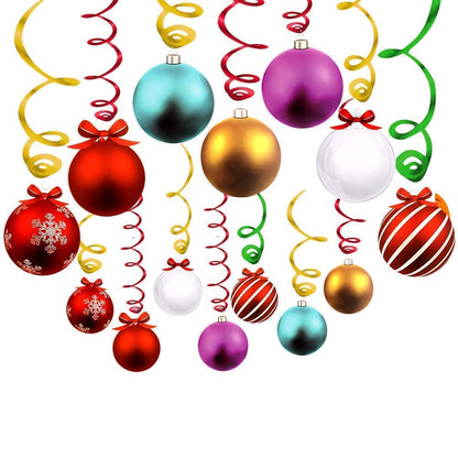 MAFENT Christmas Decorations Ceiling Hanging Swirls & Spiral Streamers for Home, Office, School - 16 Swirls, 14 Spirals - Plastic & Paper - Christmas, Festival, Party Decor