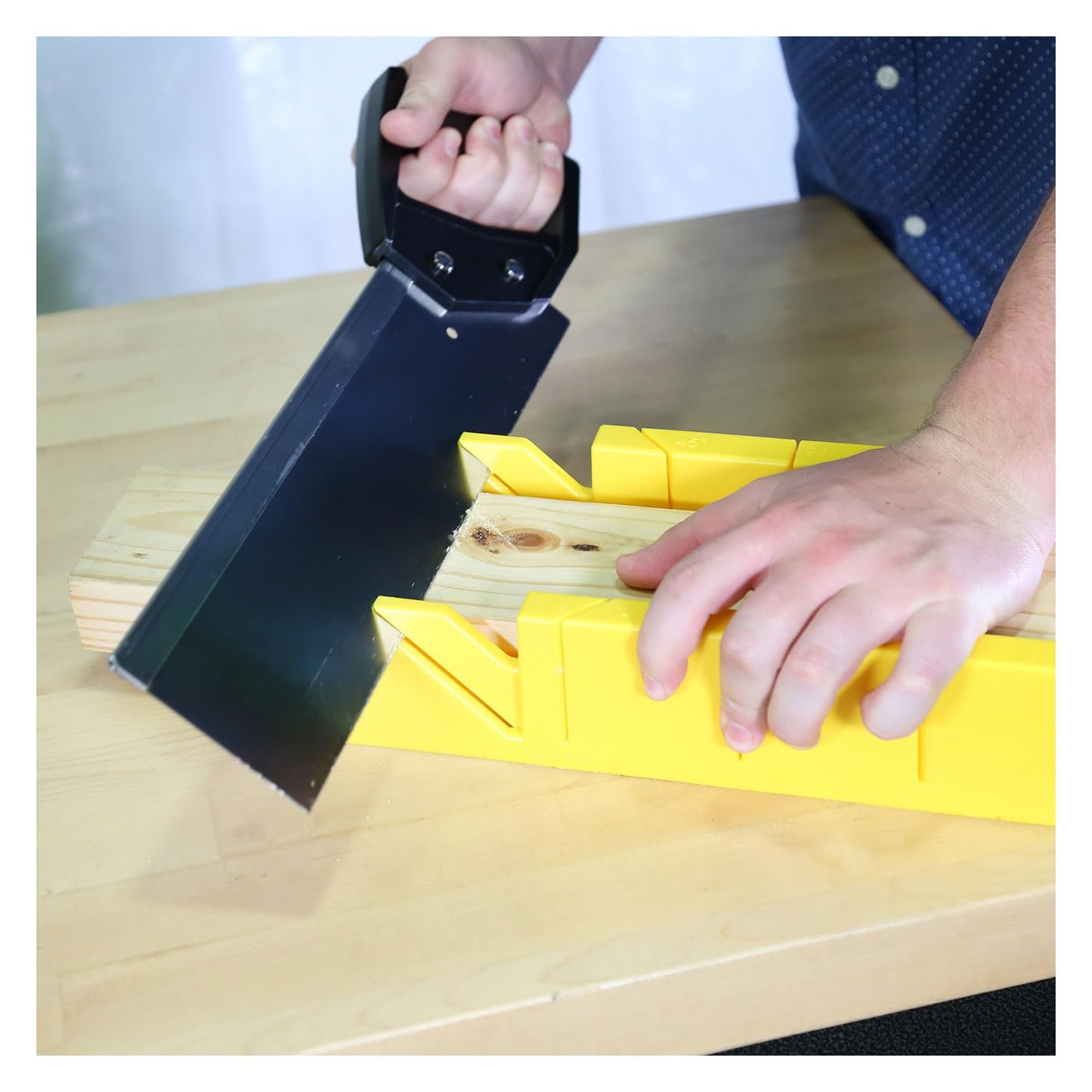 GreatNeck BSB14 Mitre Box and Saw Set, 12 Inch Mitre Box with 14 Inch Back Saw, Precision Cuts for Trim and Molding, Woodworking and Beveled Corner Cuts