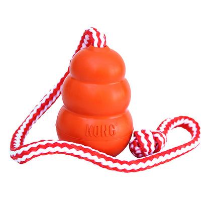 KONG Aqua Floating Fetch Toy - For Water Retrieval, Play & Exercise - With Foam Interior & Rope for Throwing - For Large Dogs, Orange