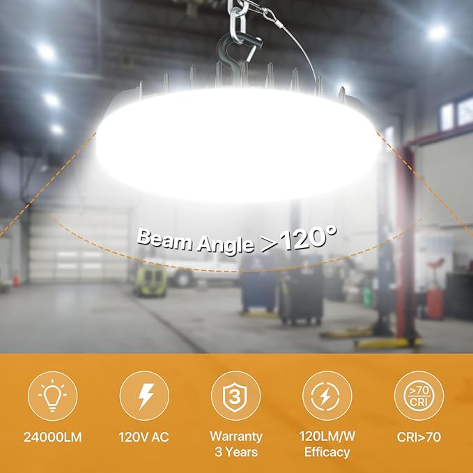 Smart Shop Lights 200W Micware Motion Sensor 24000LM UFO LED High Bay Light with Multi-Function Remote, 10%-100% Dimmable IP65 Waterproof 5000k Garage Lighting 2Pack (Old Remote)