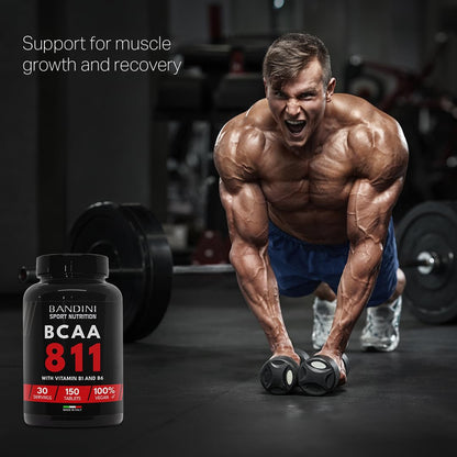 Bandini® BCAA 8.1.1 150 Tablets - BCAAs 8:1:1 Branched Chain Amino Acids | L-Leucine, L-Isoleucine, L-Valine | Enriched with Vitamin B1 and B6 | Lactose Free & Vegan | Pre and Post Workout Supplement