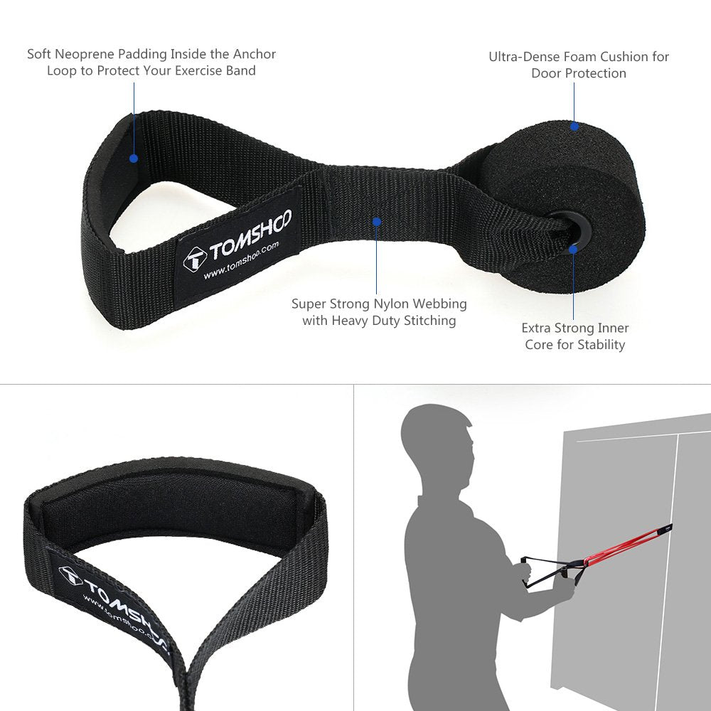TOMSHOO 5 Packs Pull Up Assist Bands Set Resistance Loop Bands Powerlifting Exercise Stretch Bands with Door Anchor and Handles