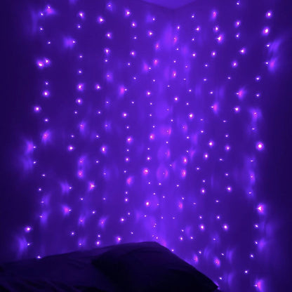 Dazzle Bright Curtain String Lights, 300 LED 9.8ft x 9.8ft 8 Lighting Modes Fairy Lights USB Powered, Waterproof Lights for Halloween Christmas Party Wedding Outdoor Indoor Wall Decorations (Purple)