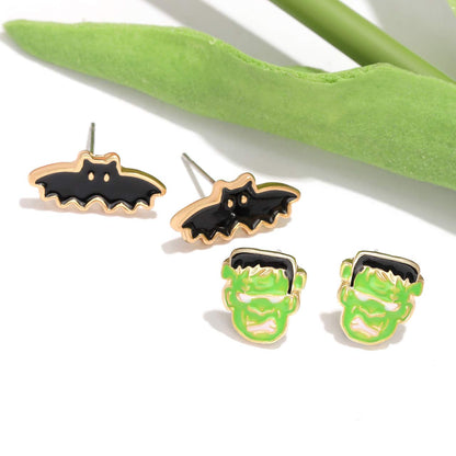 9 Pairs Halloween Earrings for Women Spider Web Pumpkin Ghost Bat Stud Earrings Halloween Outfits Accessories Costume Party Favors (9 Pairs halloween Earings Studs)
