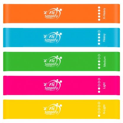Fit Simplify 10 Inch Resistance Loop Exercise Bands, Set of 5, Assorted Colors