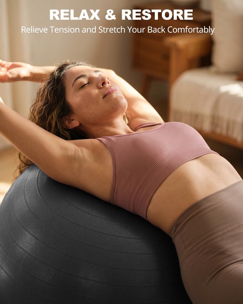 Trideer Yoga Ball for Exercise, Pregnancy & Birthing, 5 Sizes Exercise Ball for Physical Therapy, Stability, Fitness, Quick Pump Included