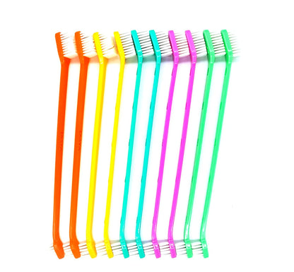 EASYA Double Headed Pet Dog Toothbrush for Small Dogs/Soft Bristles Puppy Long Handle Tooth Brush Dogs Teeth Cleaning/Bulk Toothbrushes (MIXED10)