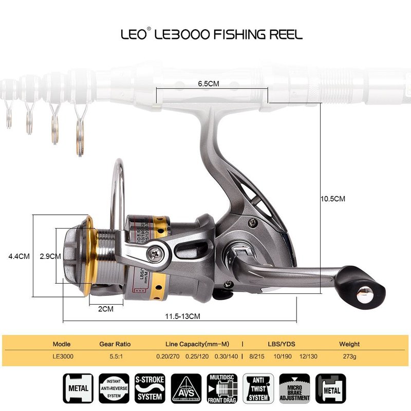 LEOFISHING 2Pcs Telespoic Fishing Rod and Reel Combos Collapsible Fishing Pole with Spinning Reel and Necessary Lure Accessories Portable Carrier Bag for Saltwater Freshwater (2Pcs, 210cm/6.89ft)