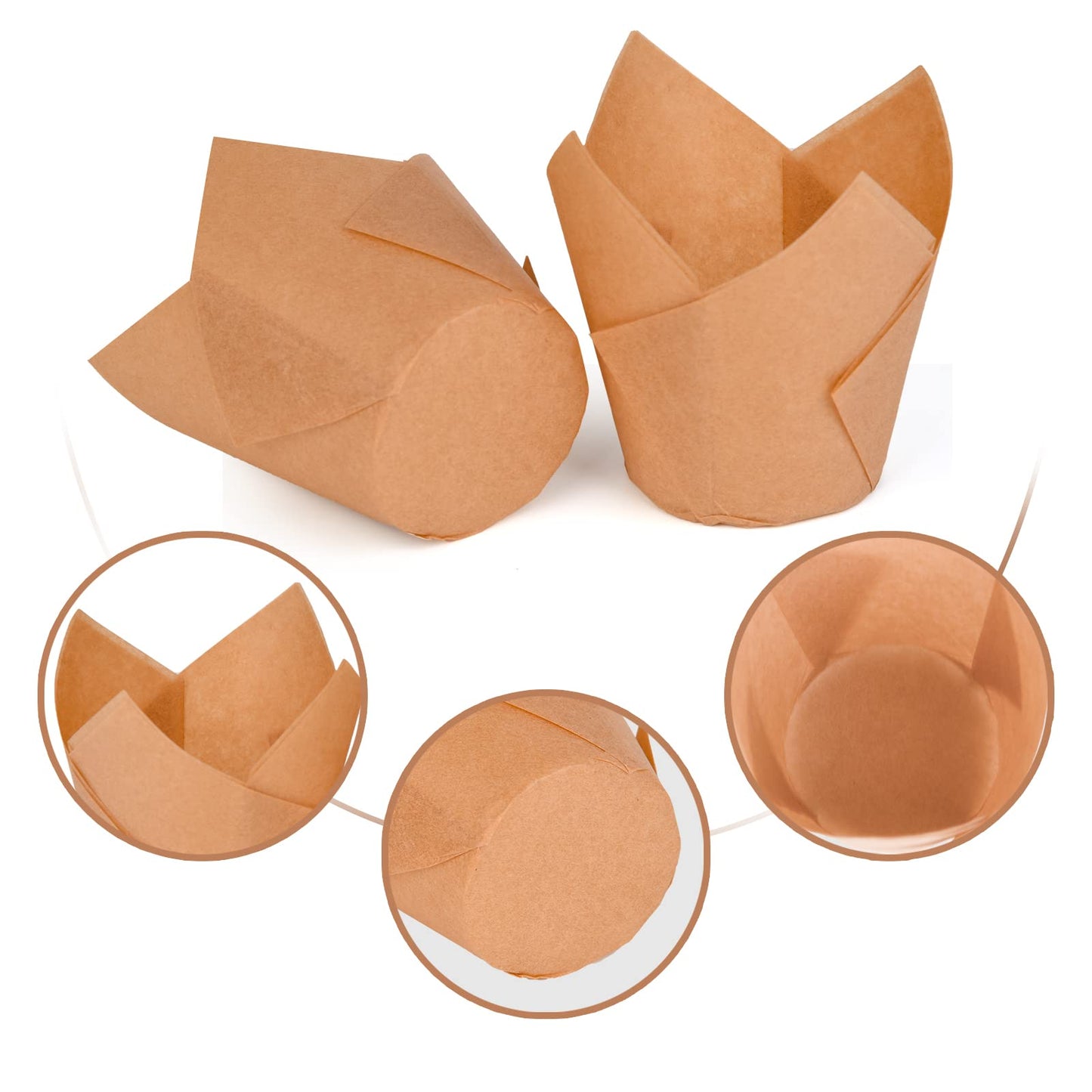 200Pcs Tulip Cupcake Liners Muffin Baking Liners Holders Premium Baking Cups Cupcake Wrappers Christmas Cupcake Lliners for Weddings, Birthdays, Anniversaries, and Special Occasions（Natural）