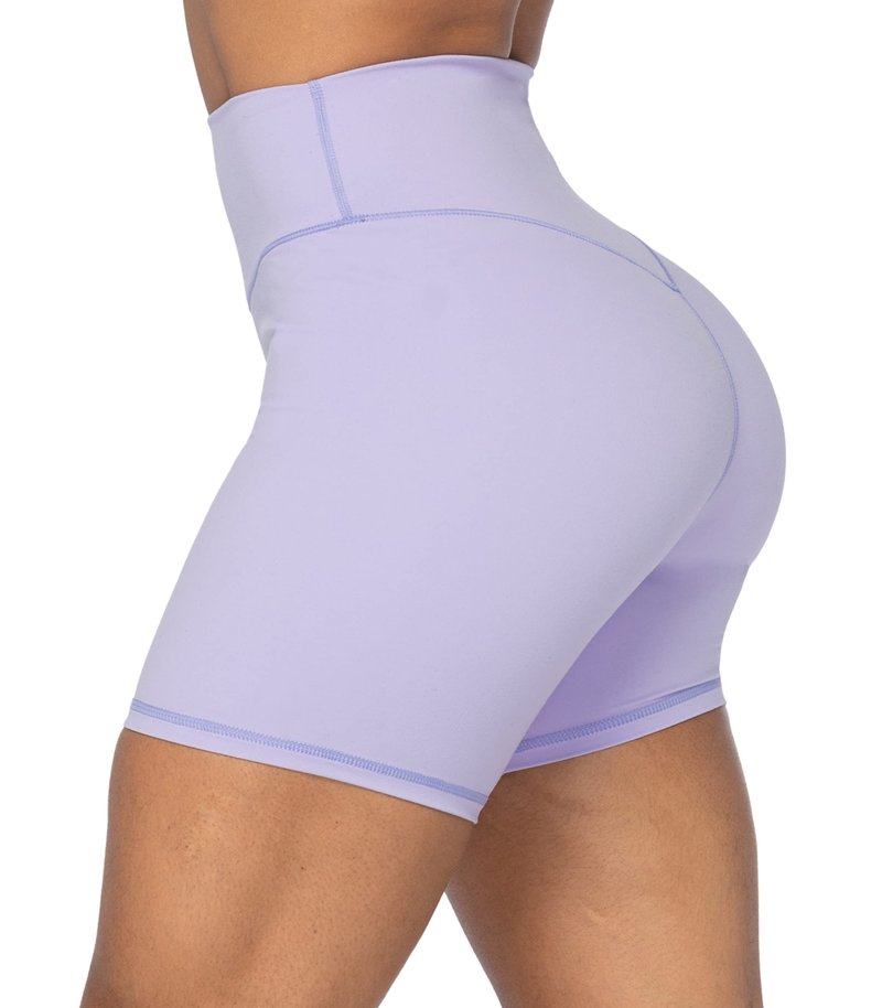 Sunzel 5" High Waist Biker Shorts for Women No Front Seam Soft Yoga Workout Gym Bike Shorts Tummy Control Squat Proof Lilac