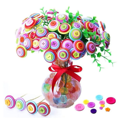 About 330 Resin Buttons of Various Specifications, Handmade, Sewing DIY Handicraft Buttons, Hand-Painted Decorative Buttons Multicolor Series