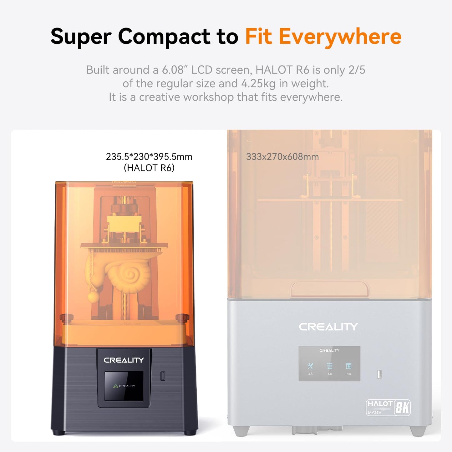 Creality Resin 3D Printer HALOT R6, 2K LCD Monochrome Screen, Upgraded Light Source with High-Precision Printing, Simple Workflow 3D Resin Printers Designed for Beginners