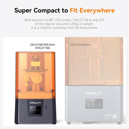 Creality Resin 3D Printer HALOT R6, 2K LCD Monochrome Screen, Upgraded Light Source with High-Precision Printing, Simple Workflow 3D Resin Printers Designed for Beginners
