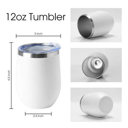HASLE OUTFITTERS 12oz Wine Tumbler with Lid Stemless Wine Glasses Double Wall Vacuum Travel Mugs stainless steel Coffee Cup for Cold & Hot Drinks Wine Coffee Cocktails Beer 12 Pack White