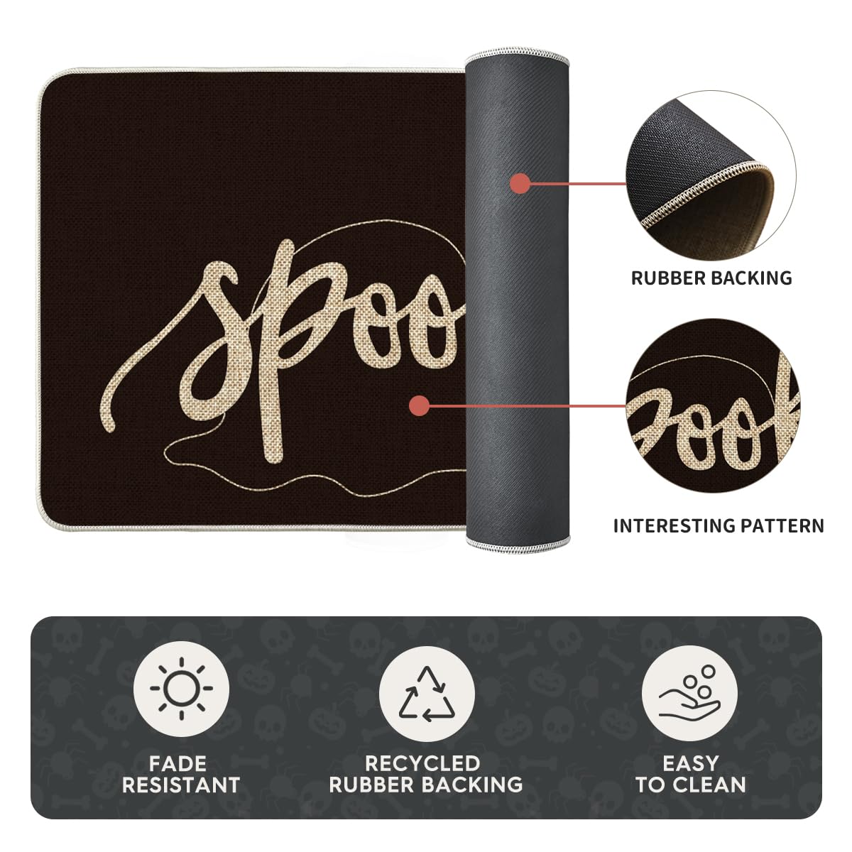 Artoid Mode Spooky Spider Web Ghosts Boo Halloween Kitchen Mats Set of 2, Home Decor Low-Profile Kitchen Rugs for Floor - 17x29 and 17x47 Inch