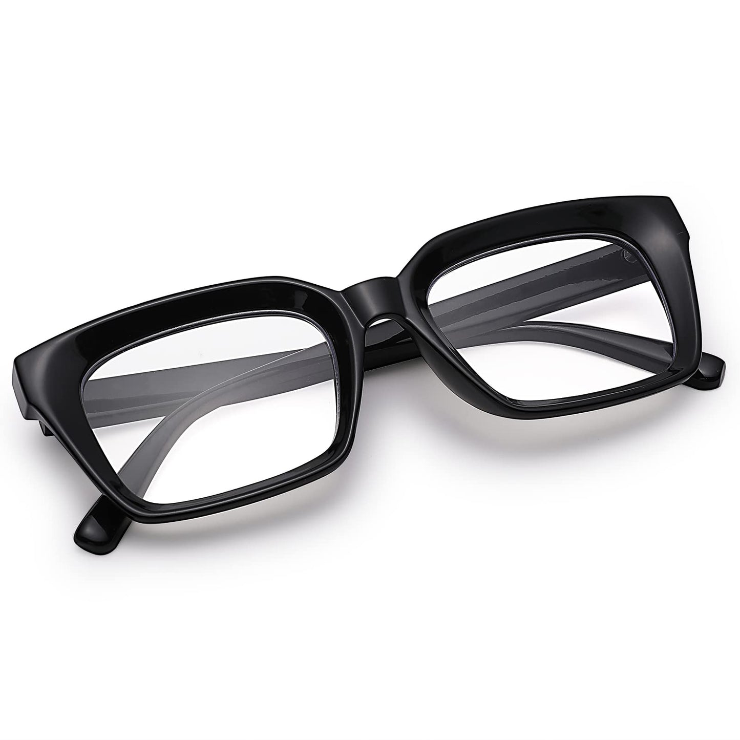 COASION Blue Light Blocking Eyeglasses Classic Thick Square Rim Frame Eyewear for Women Men (Bright Black)