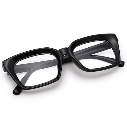 COASION Blue Light Blocking Eyeglasses Classic Thick Square Rim Frame Eyewear for Women Men (Bright Black)