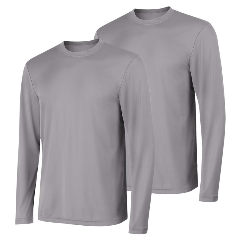 Hanes Men's Long Sleeve Cool DRI T-Shirt UPF 50+, Graphite, Large (Pack of 2)