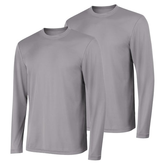 Hanes Men's Long Sleeve Cool DRI T-Shirt UPF 50+, Graphite, Large (Pack of 2)