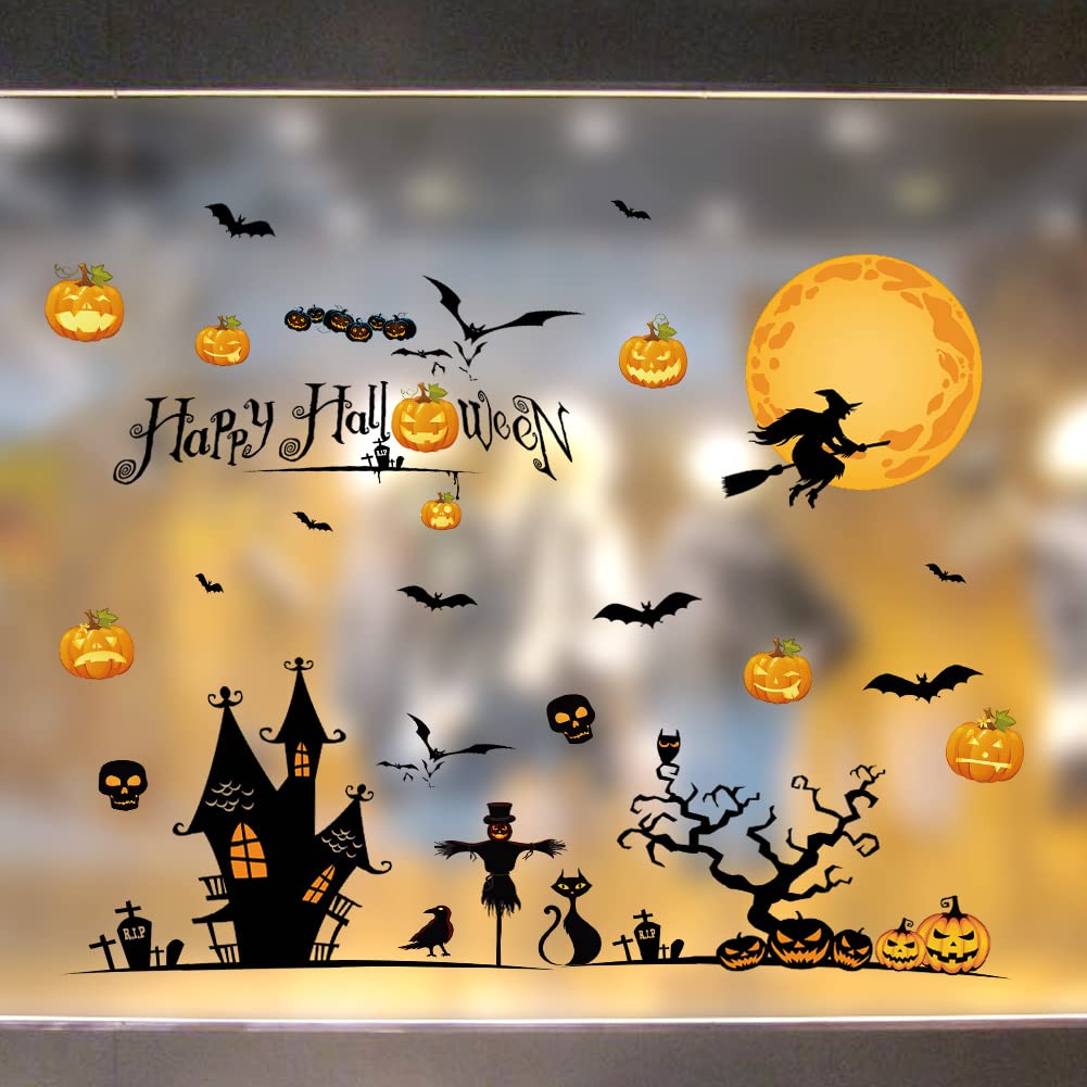 Hidreas Halloween Window Clings, Halloween Window Decorations Stickers Fall Window Wall Clings