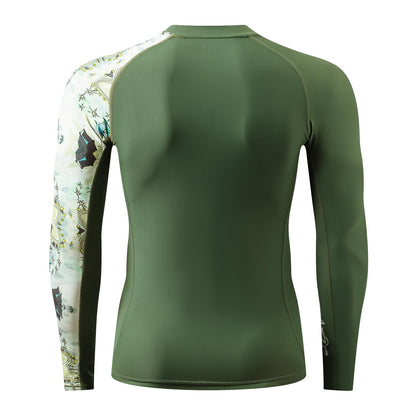HUGE SPORTS Men's Rash Guard Long Sleeves UPF 50+ UV Sun Protection Quick Drying Splice Compression Swim Shirts