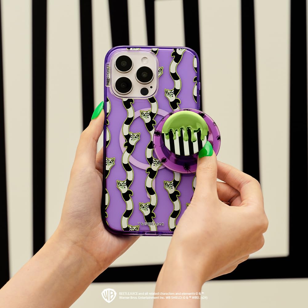 PopSockets Phone Grip for MagSafe with Kickstand, Magnetic Stand, Swappable Top, Secure Hold for iPhone MagSafe Cases, Phone & Tablet Grip, Beetlejuice - Beetlejuice Drip