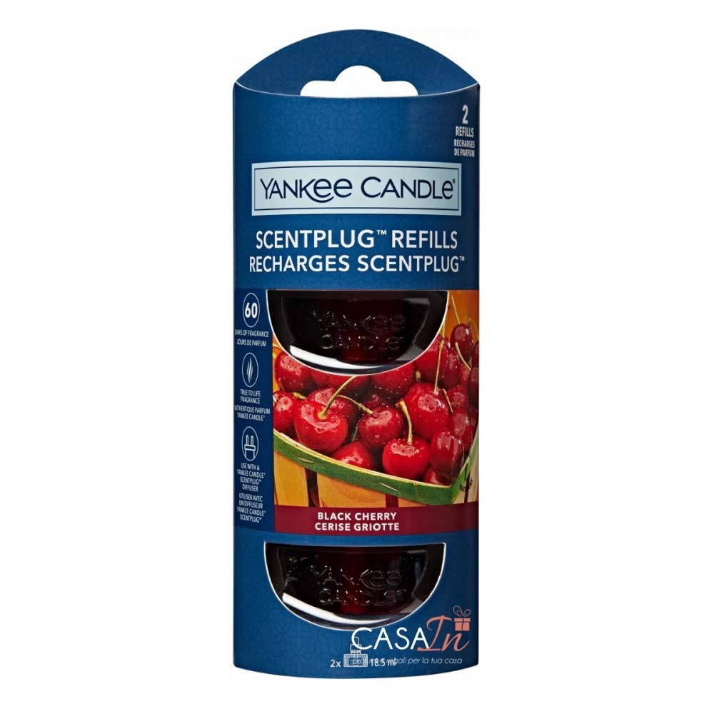 Yankee Candle ScentPlug Fragrance Refills | Black Cherry Plug in Air Freshener Oil | Up to 60 Days of Fragrance | 2 Count