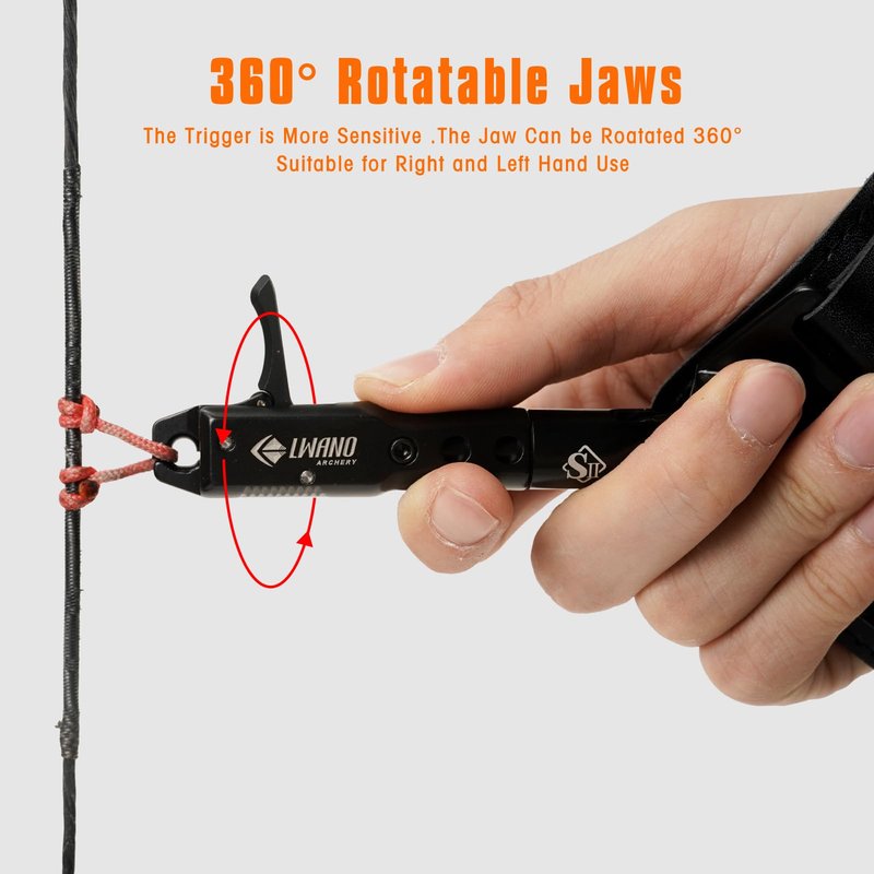 LWANO Archery Compound Bow Release Aids Trigger 360° Adjustable Wristband Release Aids for Adults Youth Kids Hunting Shooting Accessories (Black)