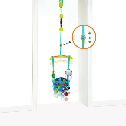 Bright Starts, Door Jumper - Bouncer 'n Spring Deluxe with Padded Seat, Door Clamp, Adjustable Strap, 4 Take-Along Toys, Ages 6 Months +
