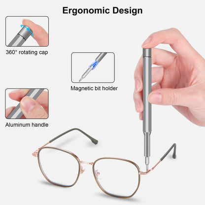 Egmen Precision Screwdriver Set, 25 in 1 Mini Magnetic Small Screwdriver Set Case for PC, Eyeglasses, Computer, Electronic, Watch Repair Kit with Phillips and Star Tiny Screw Driver