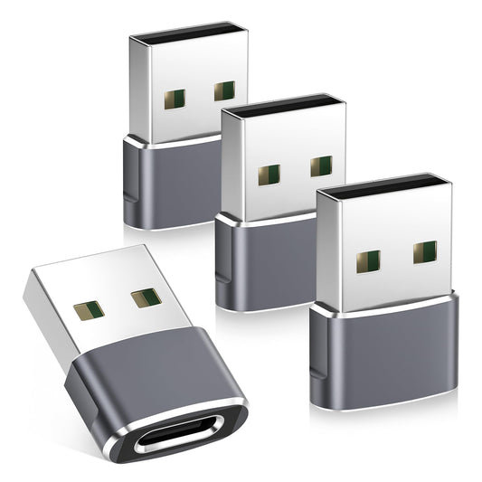 Basesailor iPhone 16 15 Pro Max Car Charger Adapter 4Pack,USB to USBC Adapter Type C Female to A Male Converter for Airpods 4,Apple Watch 10/iWatch,iPhone 14 13 Plus,iPad Mini 7,Samsung Galaxy S24 A54