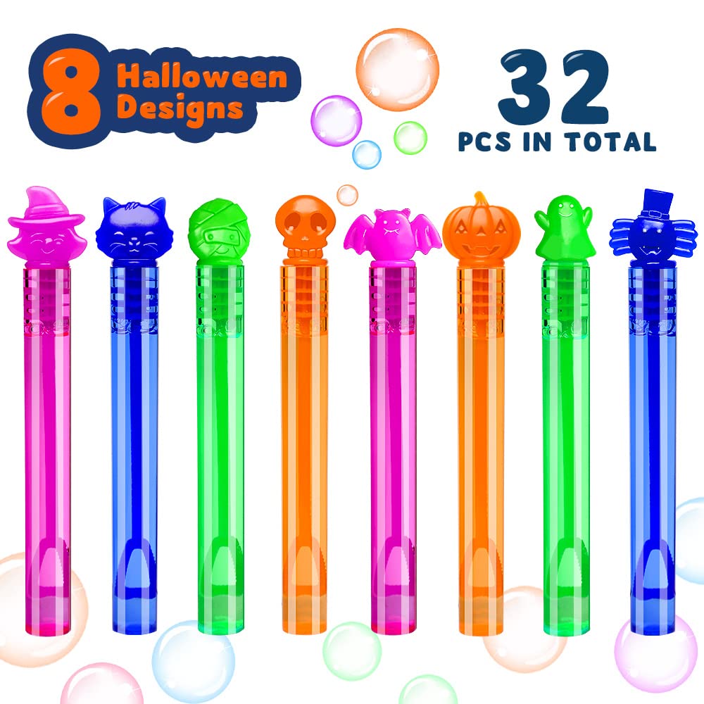 VKTEN 32Pcs Halloween Bubble Wands Mini Bubbles Party Favors for Kids Treat Bag Stuffers Goody Bag Filler Treats Prizes