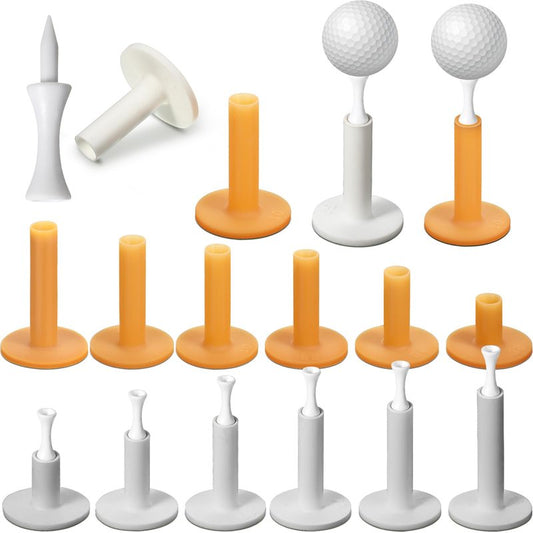 Skylety 24 Pcs Rubber Golf Tees for Mats, Unbreakable 2 Colors Plastic Tee Holders for Driving Range, Simulators, Indoor Outdoor Practice Accessories, 6 Pack Mixed Size