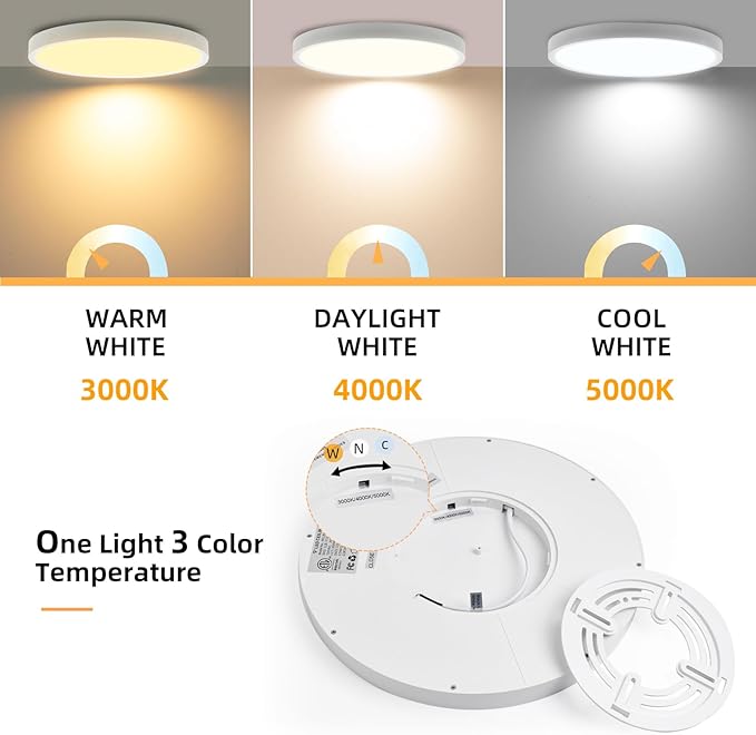 Hlite 6pack 9 Inch Flush Mount LED Ceiling Light Fixture,18W 1800LM Super Slim Light Fixtures Ceiling Mount 3000K/4000K/5000K 3CCT Selectable,Ceiling Light Fixtures for Kitchen,Bedroom (White)