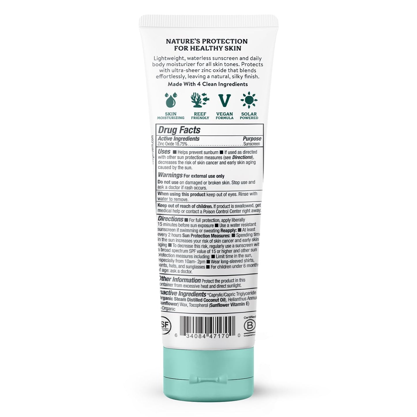 Badger Mineral Daily Sunscreen with Zinc Oxide, SPF 30, Lightweight & Easy to Apply w/No White Cast, Moisturizing Organic Sunscreen, Reef Safe, Vegan, Unscented, 4 fl oz