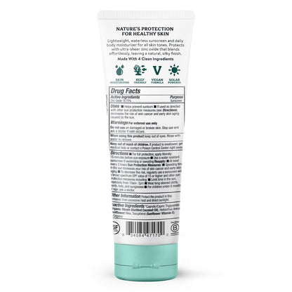 Badger Mineral Daily Sunscreen with Zinc Oxide, SPF 30, Lightweight & Easy to Apply w/No White Cast, Moisturizing Organic Sunscreen, Reef Safe, Vegan, Unscented, 4 fl oz