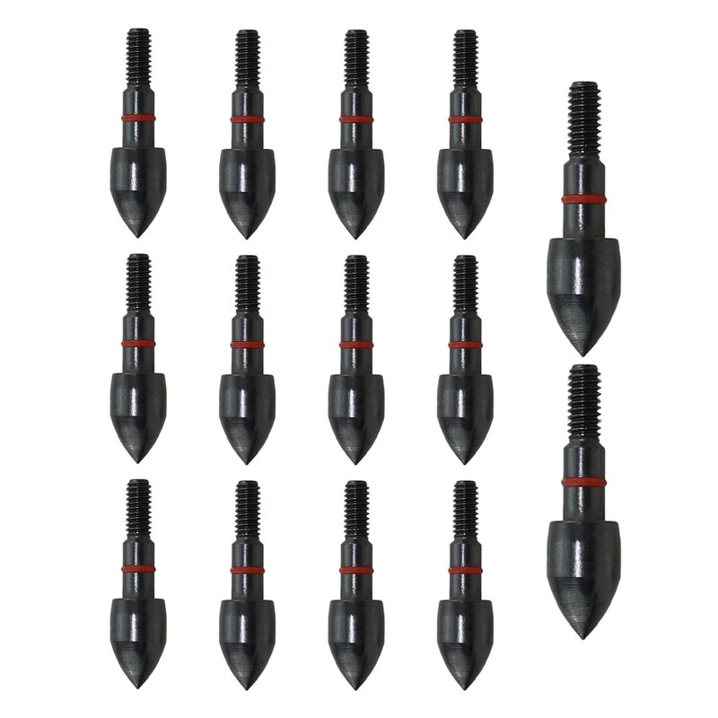 Bxian 14PCS 5/16 Inch Screw in Bullet Archery Arrow with Rubber O Ring 100 Grain Archery Accessories Metal Material for Recurve Compound Bow and Crossbow Hunting Shooting
