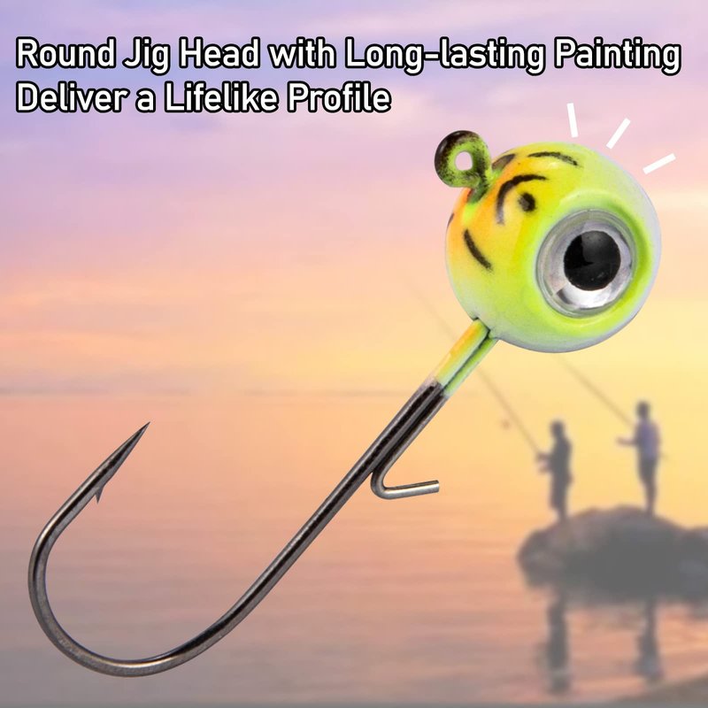 Dr.Fish 10 Pack 3D Eye Fishing Jig Heads Ball Swimbait Jig Saltwater Freshwater Bass Walleye Fishing Hooks Crappie Trout 3/16oz White