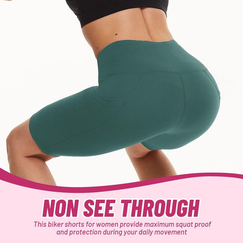 CAMPSNAIL 4 Pack Biker Shorts Women with Pockets – 5"/8" High Waist Tummy Control Workout Gym Yoga Running Compression Shorts