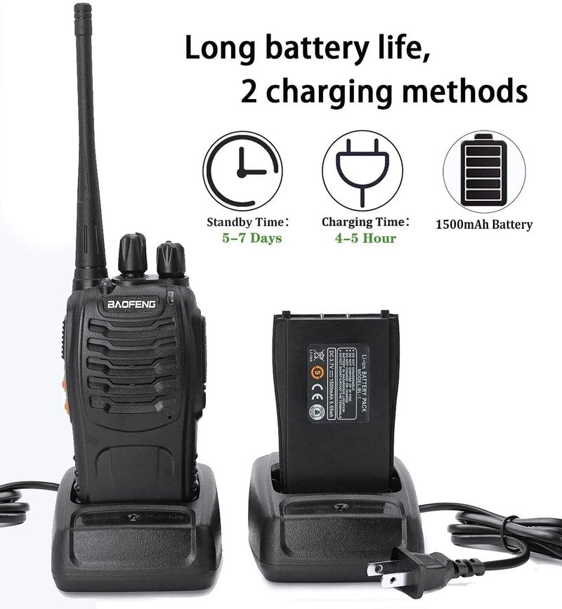 Baofeng Walkie Talkies bf-888s Long Range Two-Way Radios for Adults Rechargeable Handheld Interphone Professional UHF Communicator 3Pcs(2boxes) Walky Talky Set with Earpiece,Li-ion Battery and Charger