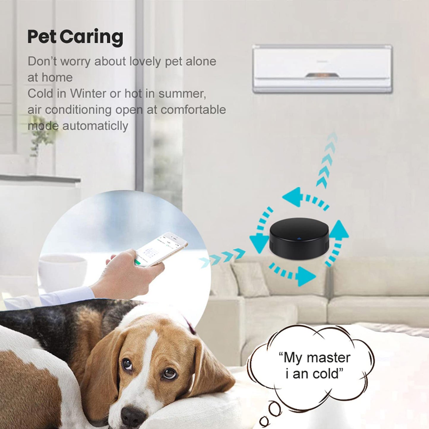 WiFi Smart Remote Controller Smart Home Infrared Universal Remote Blaster,One for All Control AC TV DVD CD AUD Air Conditioner SAT etc,No Hub Required Compatible with Alexa and Google Home(IR)