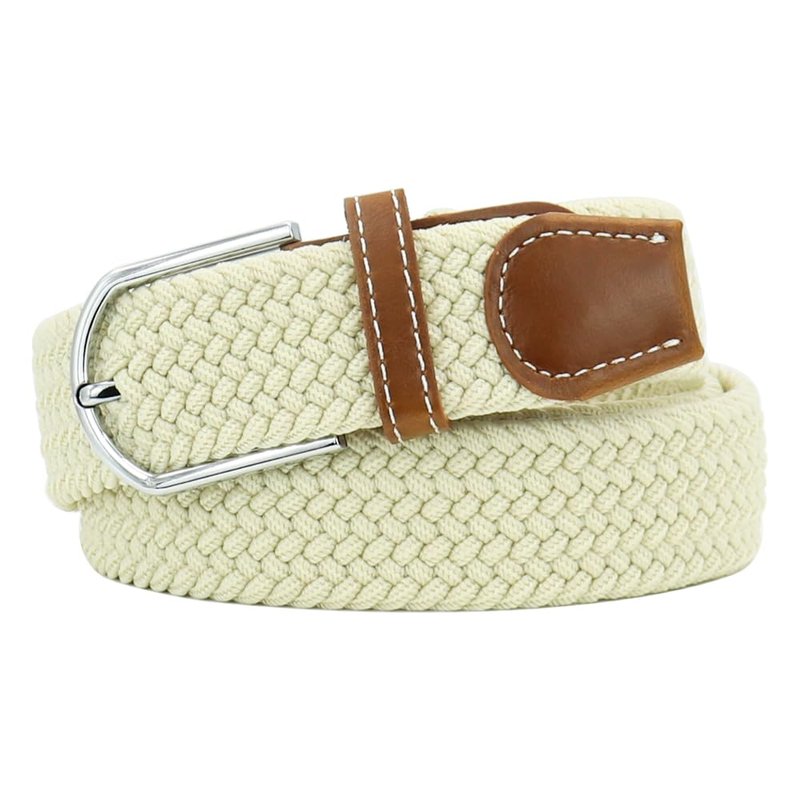 Huyfhksd Multicolored Elastic Woven Golf Belts Casual Braided Stretch Belt for Men and Women, S, Beige