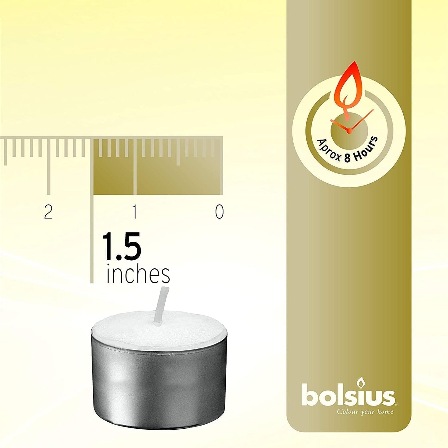 Bolsius 8 Hour Burning Tealights, Pack of 50, White, 7x18x32 cm, Unscented