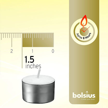 Bolsius 8 Hour Burning Tealights, Pack of 50, White, 7x18x32 cm, Unscented