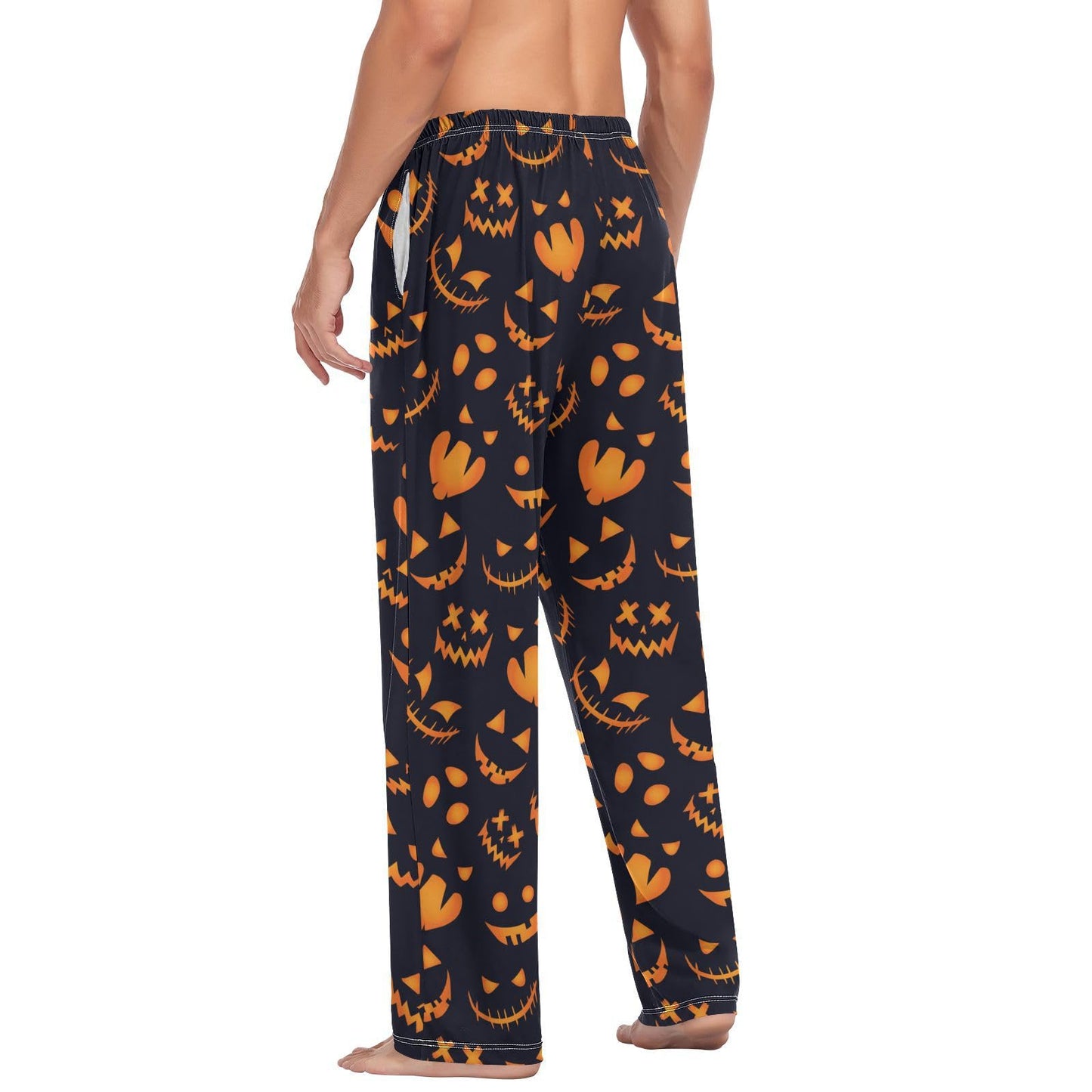 Pumpkin Halloween Pajama Pants Mens Lounge Pants Super Soft Men Pajama Bottoms with Drawstring Pockets Size M