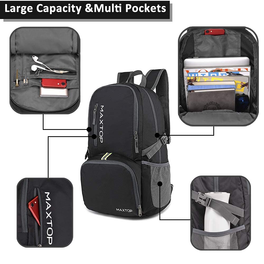 MAXTOP 40L Ultra Lightweight Packable Backpack Foldable Rucksack Water Resistent For Men Women Kids Outdoor Camping Hiking Travel Daypack Handy Durable …